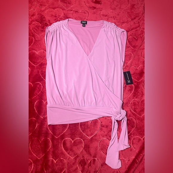 NWT INC Women's Pink Wrap Top Small with tie bottom - Picture 1 of 4